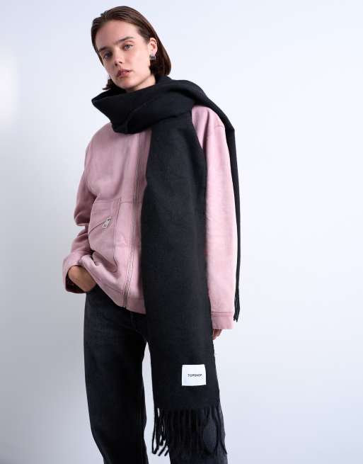 Topshop Simone Supersoft Blanket Scarf In Black