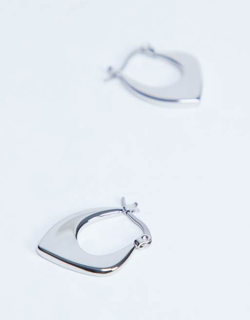 Topshop Sonia Waterproof Stainless Steel Hoop Earrings In Silver