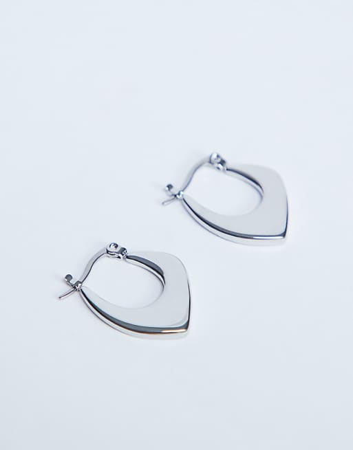 Topshop Sonia waterproof stainless steel hoop earrings in silver