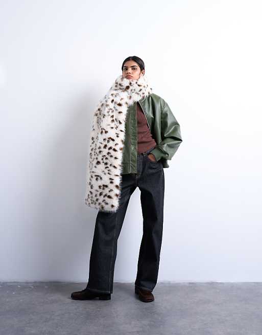 Topshop Sophie faux fur scarf in dalmatian