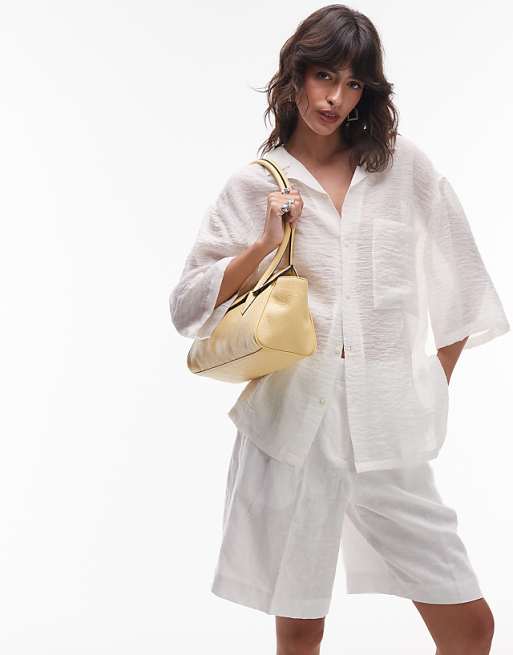 Topshop Sunny Shoulder Bag With Asymmetric Flap In Lemon