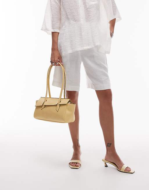 Topshop Sunny Shoulder Bag With Asymmetric Flap In Lemon