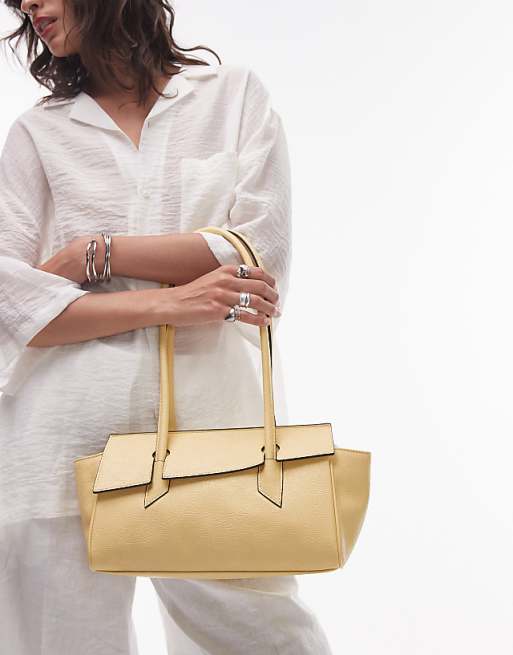 Topshop Sunny Shoulder Bag With Asymmetric Flap In Lemon