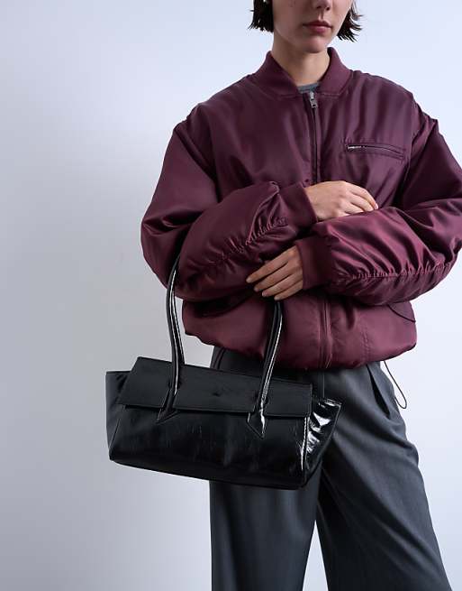 Topshop Sunny Shoulder Bag With Asymmetric Flap In Black