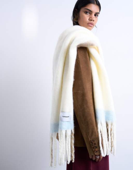 Topshop Sydney Blanket Scarf In Beige
