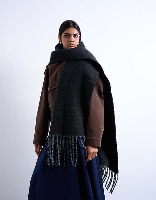 Topshop Sydney blanket scarf in black & grey