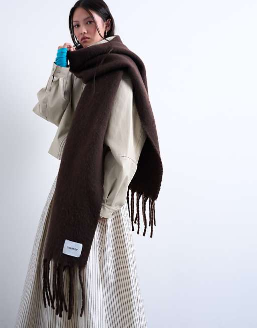 Topshop Sydney blanket scarf in chocolate