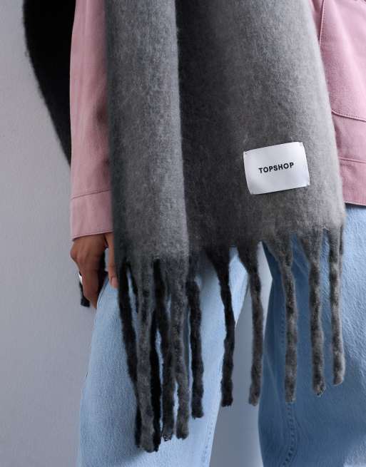 Topshop Sydney Blanket Scarf In Grey