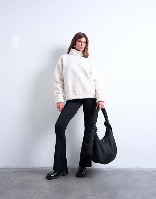 Topshop Terry Nylon Shoulder Zip Pocket Bag In Black