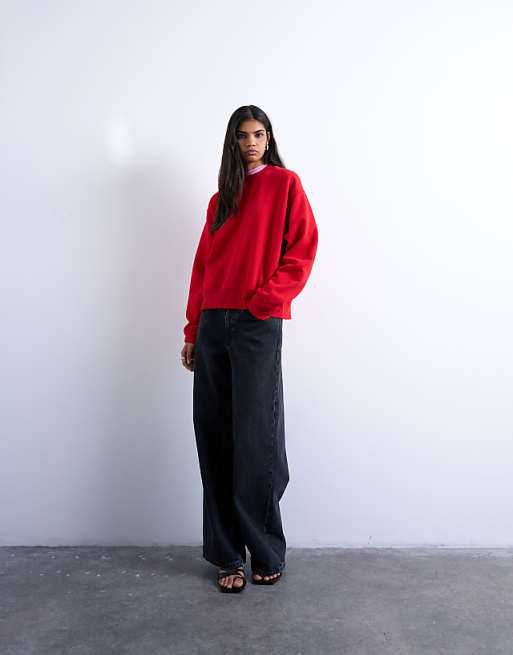 Topshop Ultimate Sweat In Red
