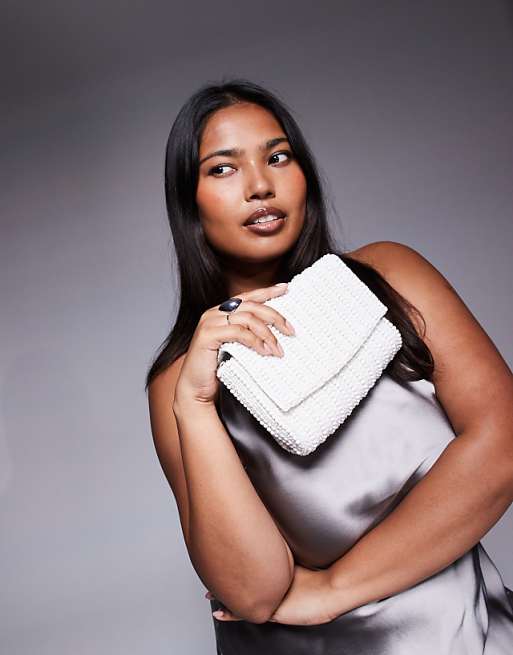 True Decadence Beaded Crossbody Bag In White