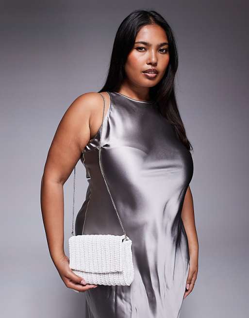 True Decadence beaded crossbody bag in white
