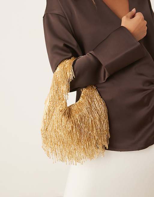 True Decadence Beaded Grab Bag In Gold