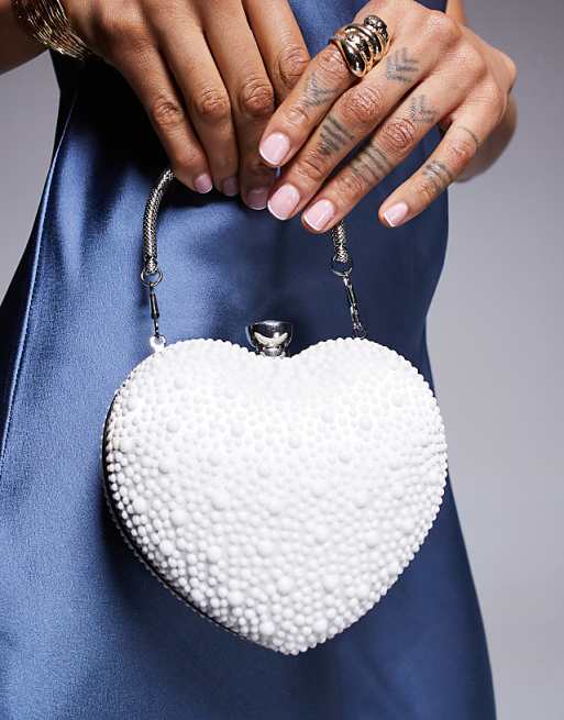 True Decadence embellished heart bag in cream