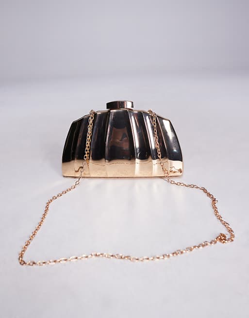 True Decadence Hard Textured Clutch Bag In Gold