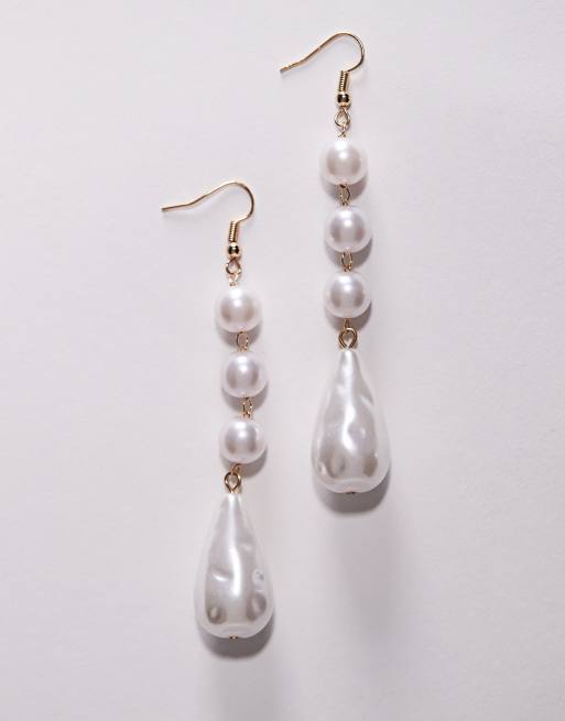 True Decadence Pearl And Petal Drop Earrings In Gold