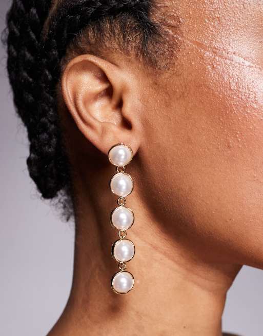 True Decadence Pearl Drop Earrings In Gold