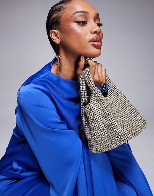 True Decadence rhinestone embellished grab bag in silver