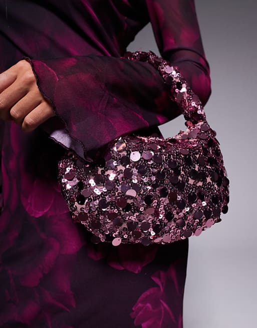 True Decadence Sequin Shoulder Bag In Pink