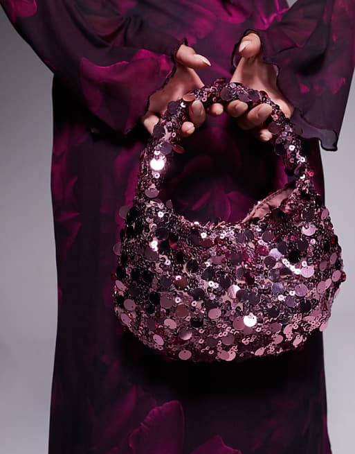 True Decadence Sequin Shoulder Bag In Pink