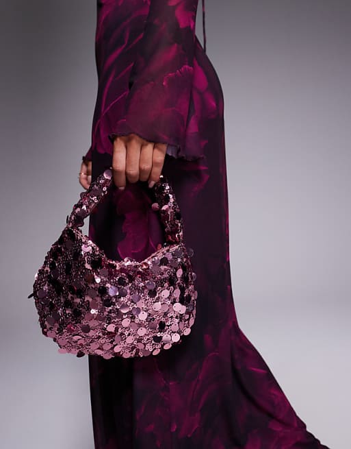 True Decadence sequin shoulder bag in pink