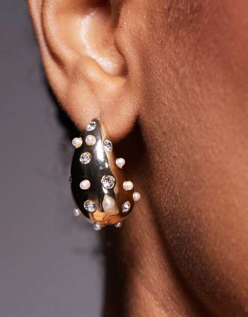 True Decadence Teardrop Embellished Stud Earrings In Gold