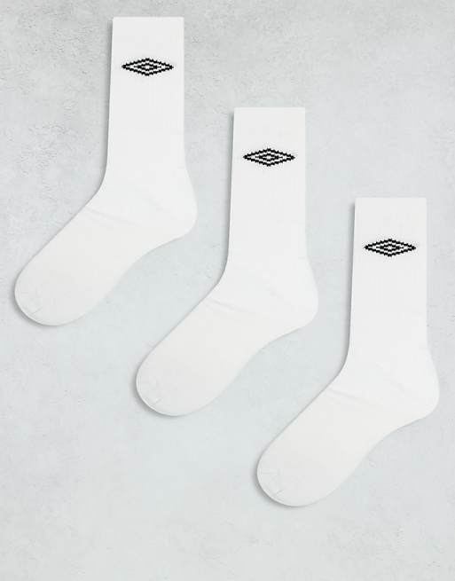 Umbro 3 pack crew socks in white