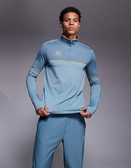 Under Armour Challenger training quarter-zip in jasper blue and orange