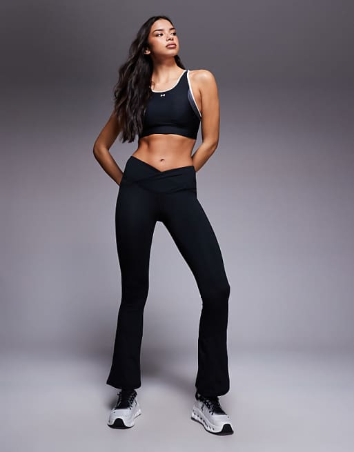 Under Armour Crossback Open Back Sports Bra In Black And White