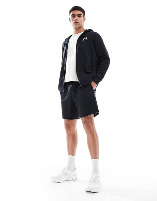 Under Armour Essential Fleece Full Zip Hoodie In Black