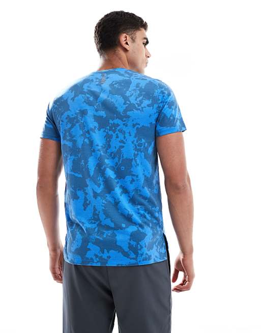 Under Armour Launch Printed T-shirt In Blue And Reflective