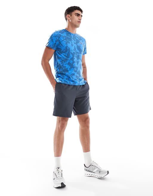 Under Armour Launch Printed T-shirt In Blue And Reflective