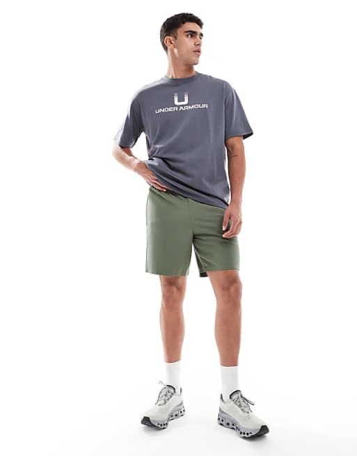 Under Armour Logo T-shirt In Castlerock Grey And White