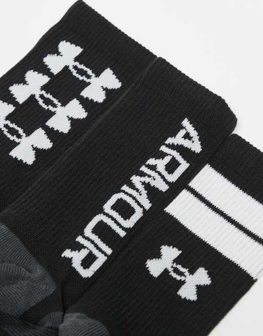 Under Armour Performance Tech 3 Pack Crew Socks In Black