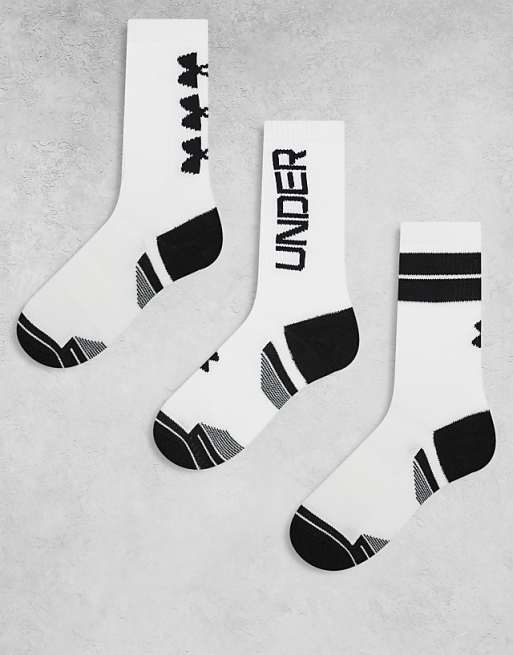 Under Armour Performance Tech 3 pack crew socks in white