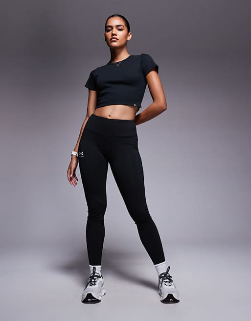 Under Armour Rival Ribbed Baby Tee In Black