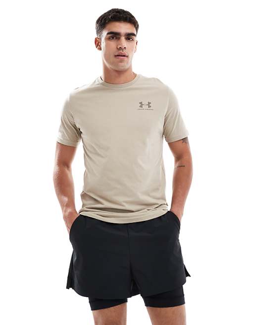 Under Armour Sportstyle left chest logo t-shirt in city khaki