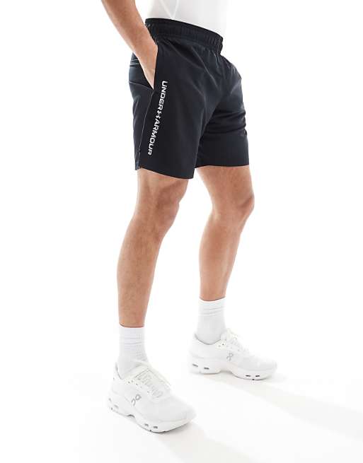 Under Armour Tech woven wordmark shorts in black