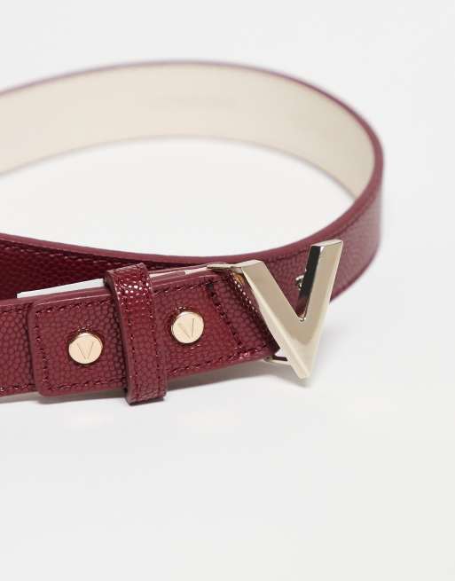 Valentino Divina Belt With Gold Hardware In Burgundy
