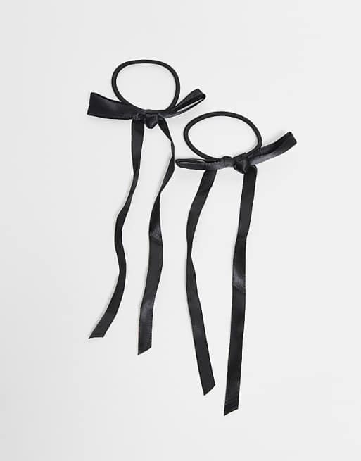 Vero Moda 2 pack bow ribbon hairbands in black