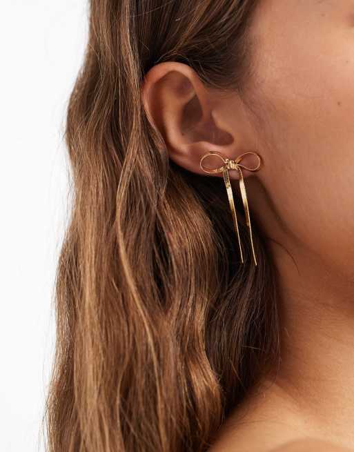 Vero Moda Bow Detail Earrings In Gold