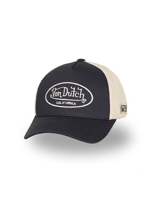 Von Dutch trucker cap in black and beige