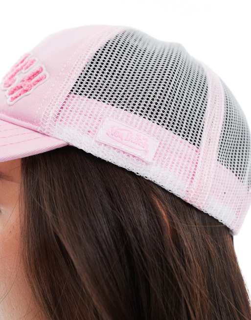 Von Dutch Trucker Cap With Boucle Logo In Pink