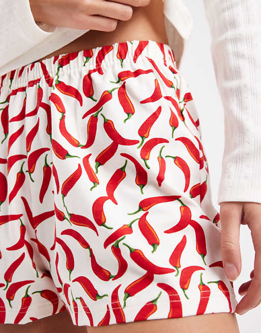Wednesday's Girl Long Sleeve Pointelle Top And Chilli Short Pyjama Set