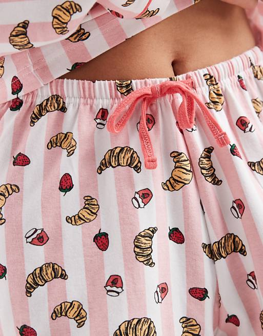 Wednesday's Girl Long Sleeve Shirt And Short Pyjama Set In Crossaint Print