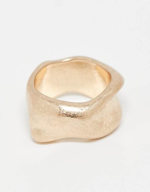 Weekday abstract chunky ring in worn gold