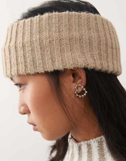 Weekday Chunky Knitted Headband In Beige