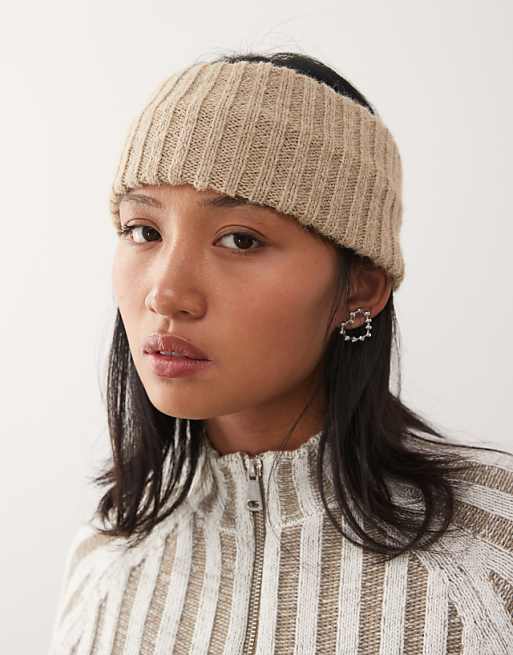 Weekday chunky knitted headband in beige