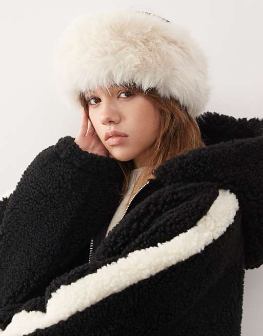 Weekday faux fur headband in off-white