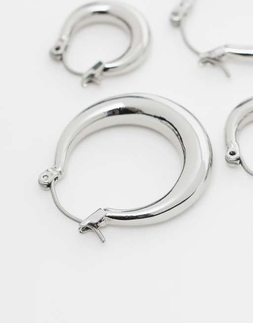 Weekday Hoop Earrings 2-pack In Silver